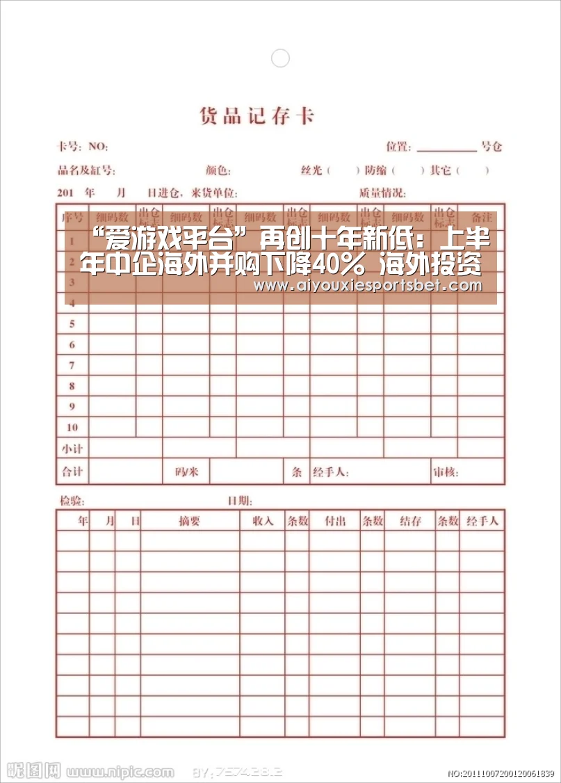 “爱游戏平台”再创十年新低:上半年中企海外并购下降40% 海外投资5成在亚洲(图1) 爱游戏平台